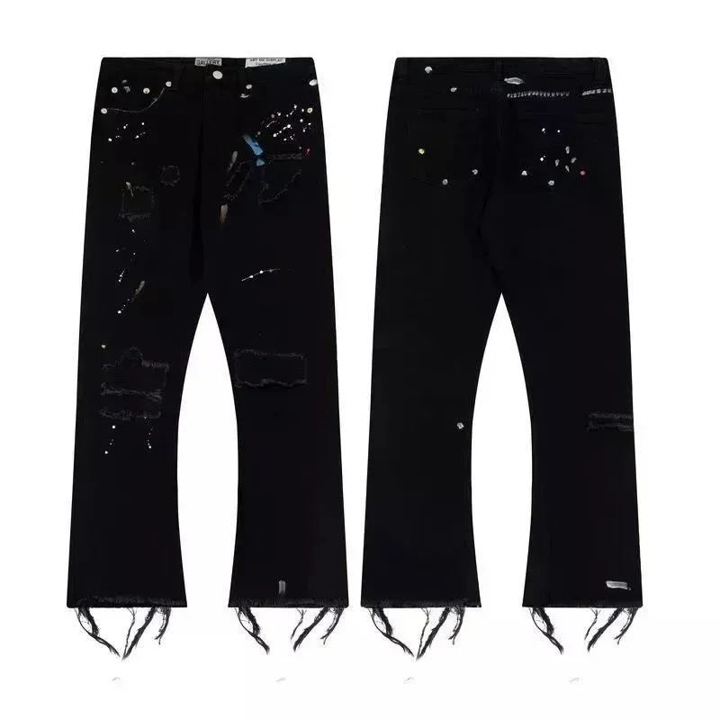 Other Black Paint Splatter Distressed Jeans Black - 1