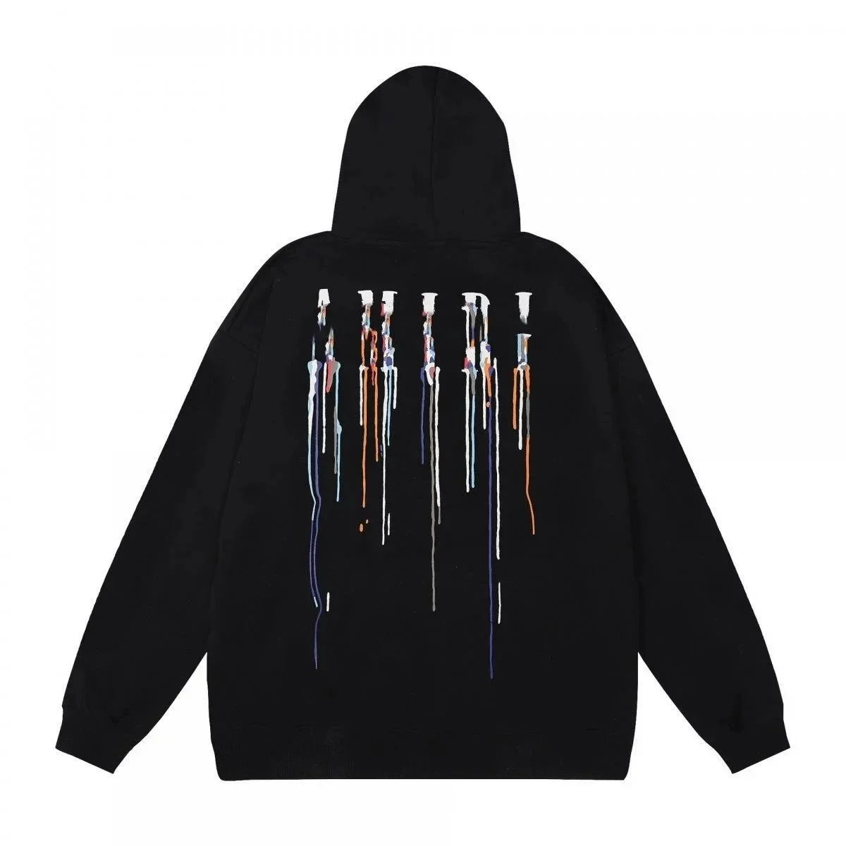 Other Unisex Black Paint Drip Hoodie Black - 1