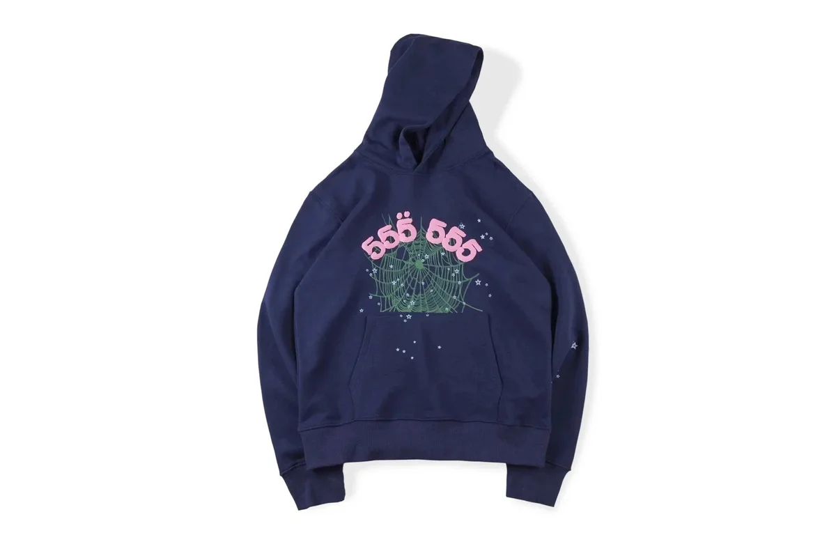 Other Navy '555' Web Print Hoodie Navy - 1