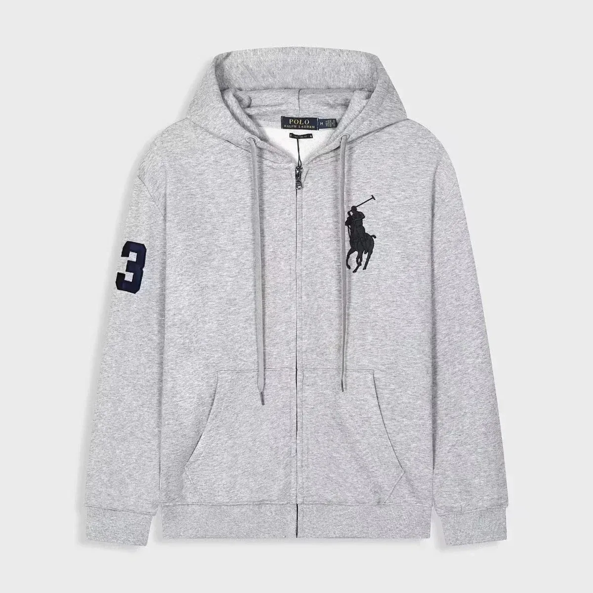 Polo Ralph Lauren Polo Ralph Lauren Grey Zip-Up Hoodie with Pony Logo Grey - 1