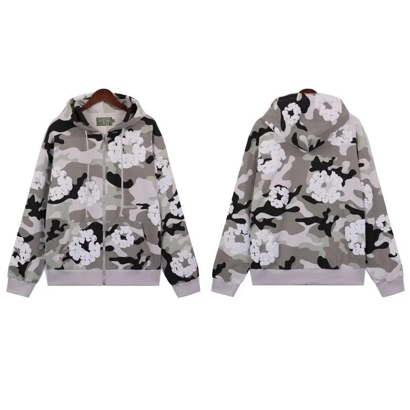 Other Unisex Camouflage Print Zip-Up Hoodie Multicolor - 1
