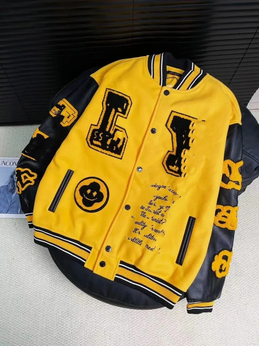 A Bathing Ape A Bathing Ape Yellow & Black Letterman Jacket Yellow - 1