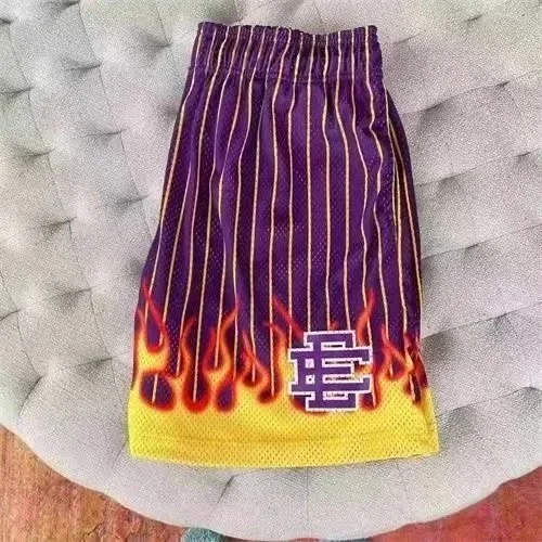 Other Purple & Yellow Flame Print Basketball Shorts Purple - 1