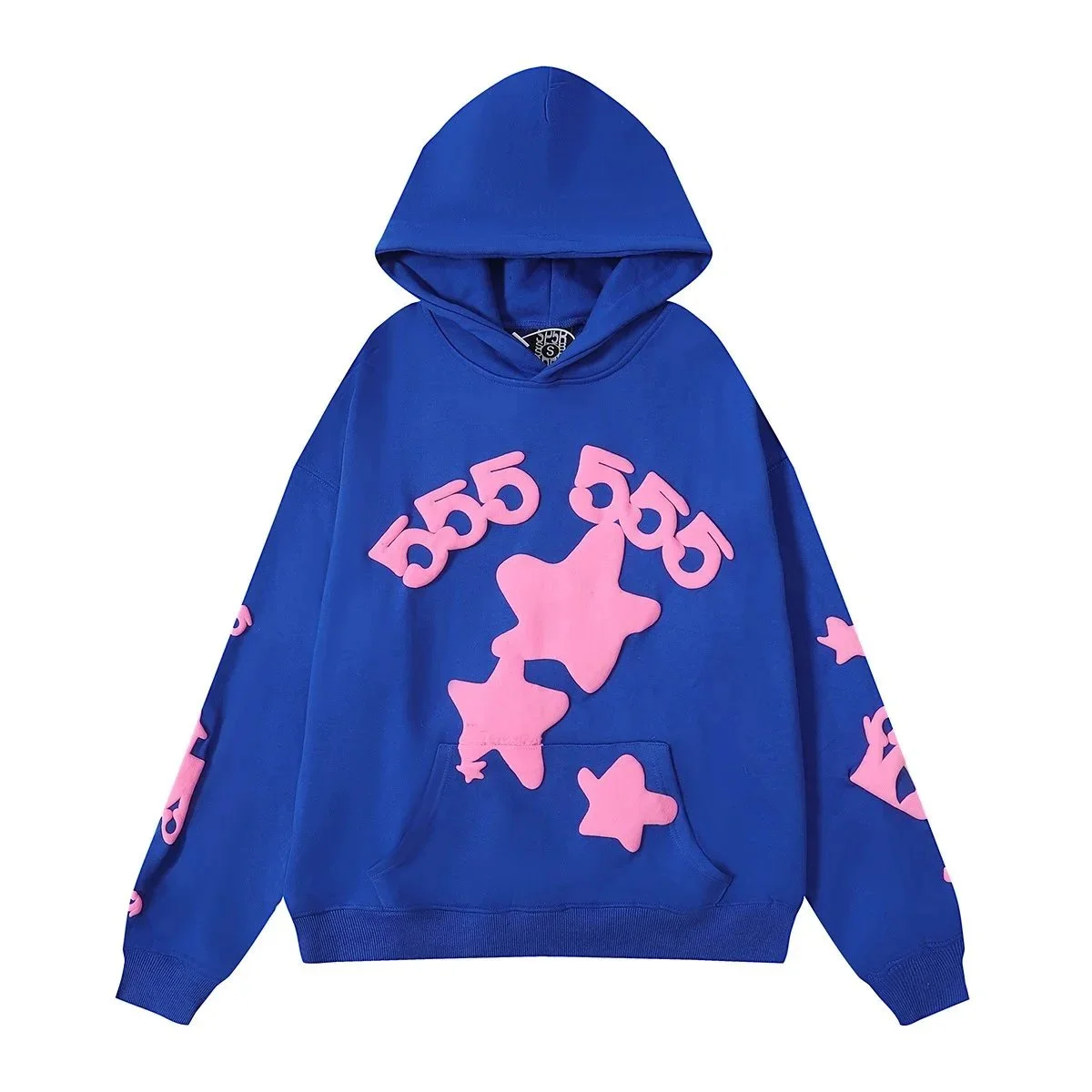 Other Blue Pink Star Print Hoodie Sweatshirt Blue - 1