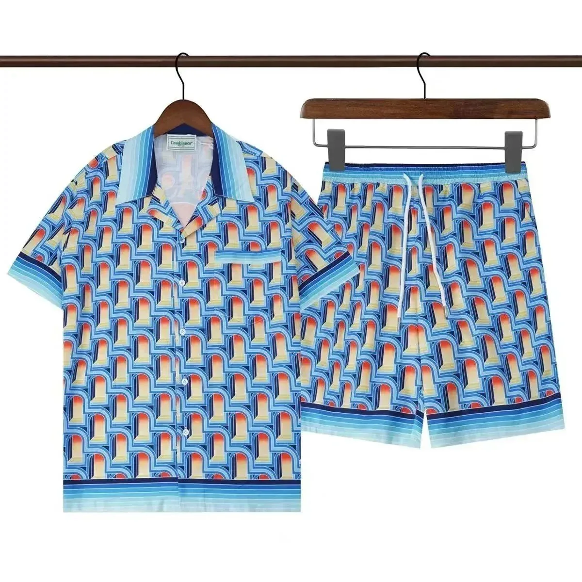Casablanca Casablanca Tennis Club Geometric Print Set Blue Blue