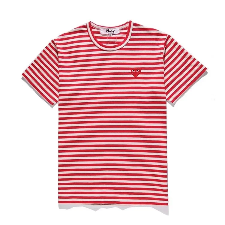 Comme des Garçons Comme des Garçons Play Striped Heart T-Shirt Red/White Red - 1