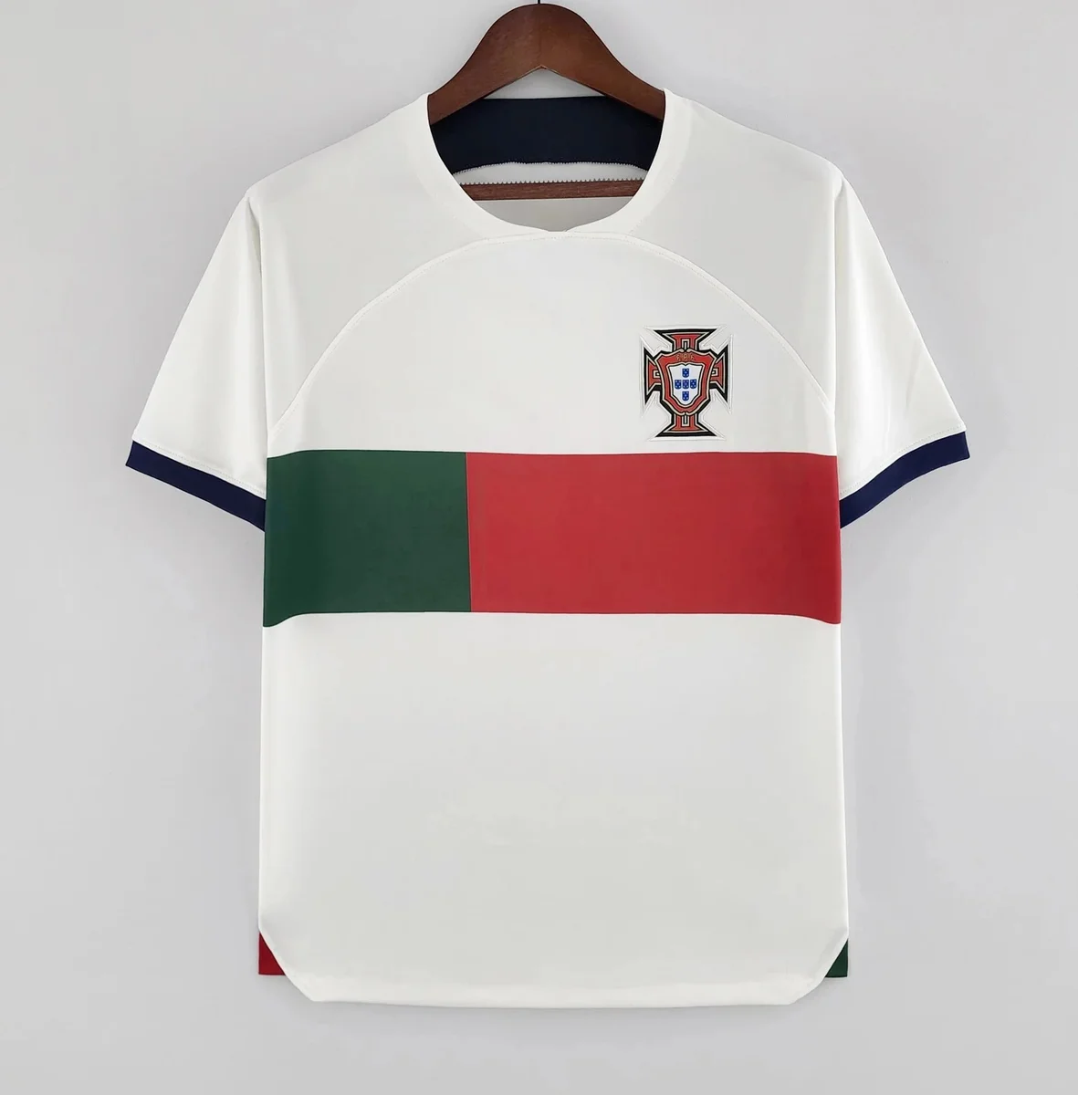 Other White Portugal Football Jersey with Green and Red Stripe White - 1