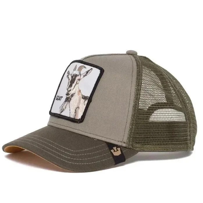 Other Goat Trucker Hat Olive Green Patch Cap Green - 1