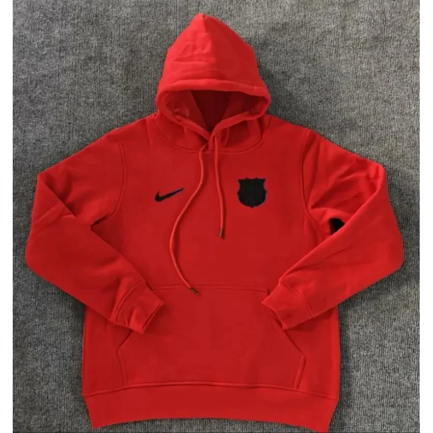 Nike Nike Air Force 1 Red Hoodie with FC Barcelona Crest Red - 1