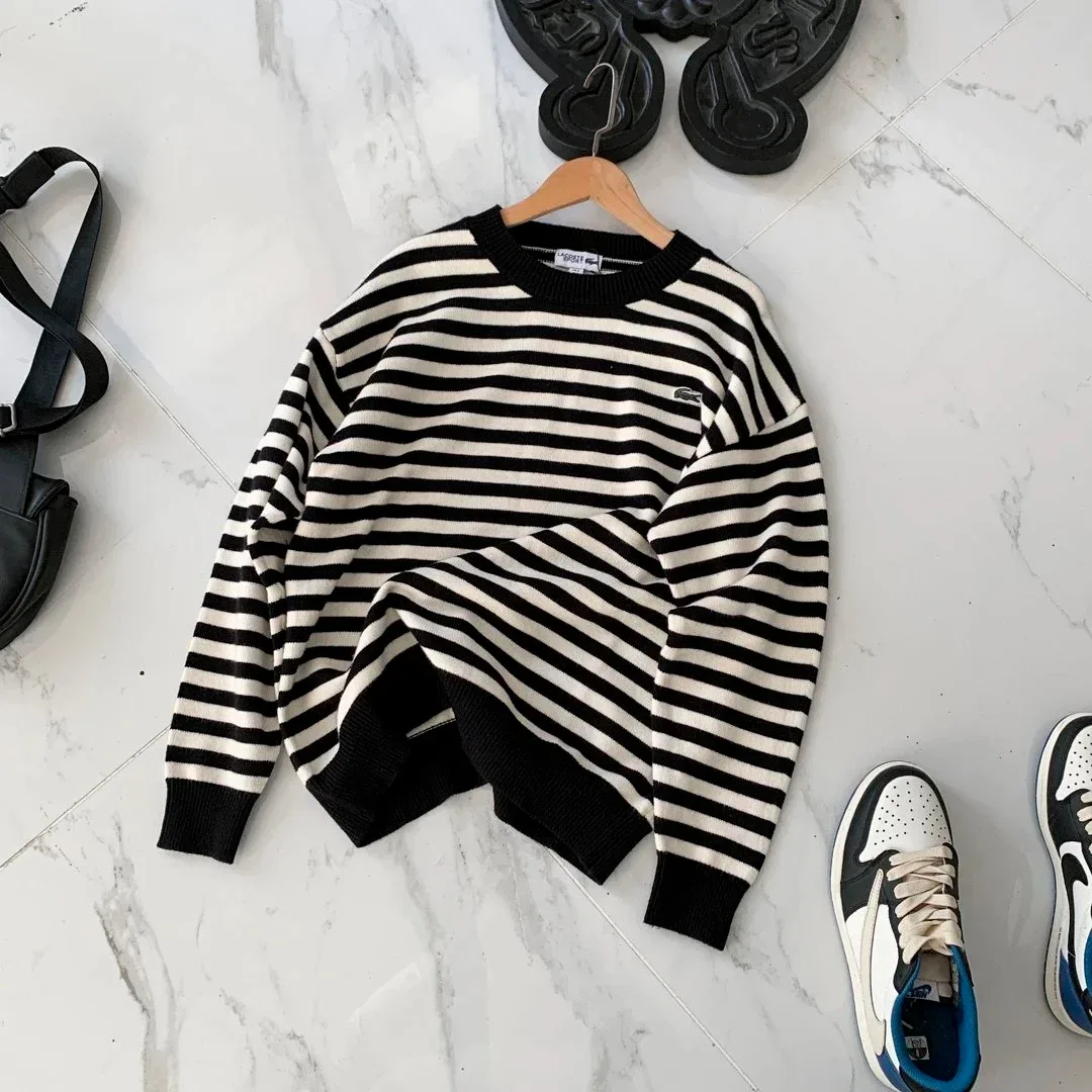 Lacoste Lacoste Black & White Striped Sweater Black - 1