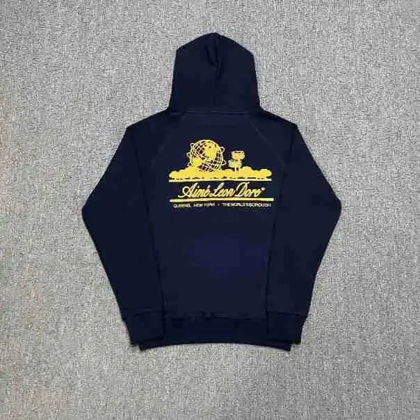 Aimé Leon Dore Aimé Leon Dore Navy Yellow Logo Hoodie Navy - 1
