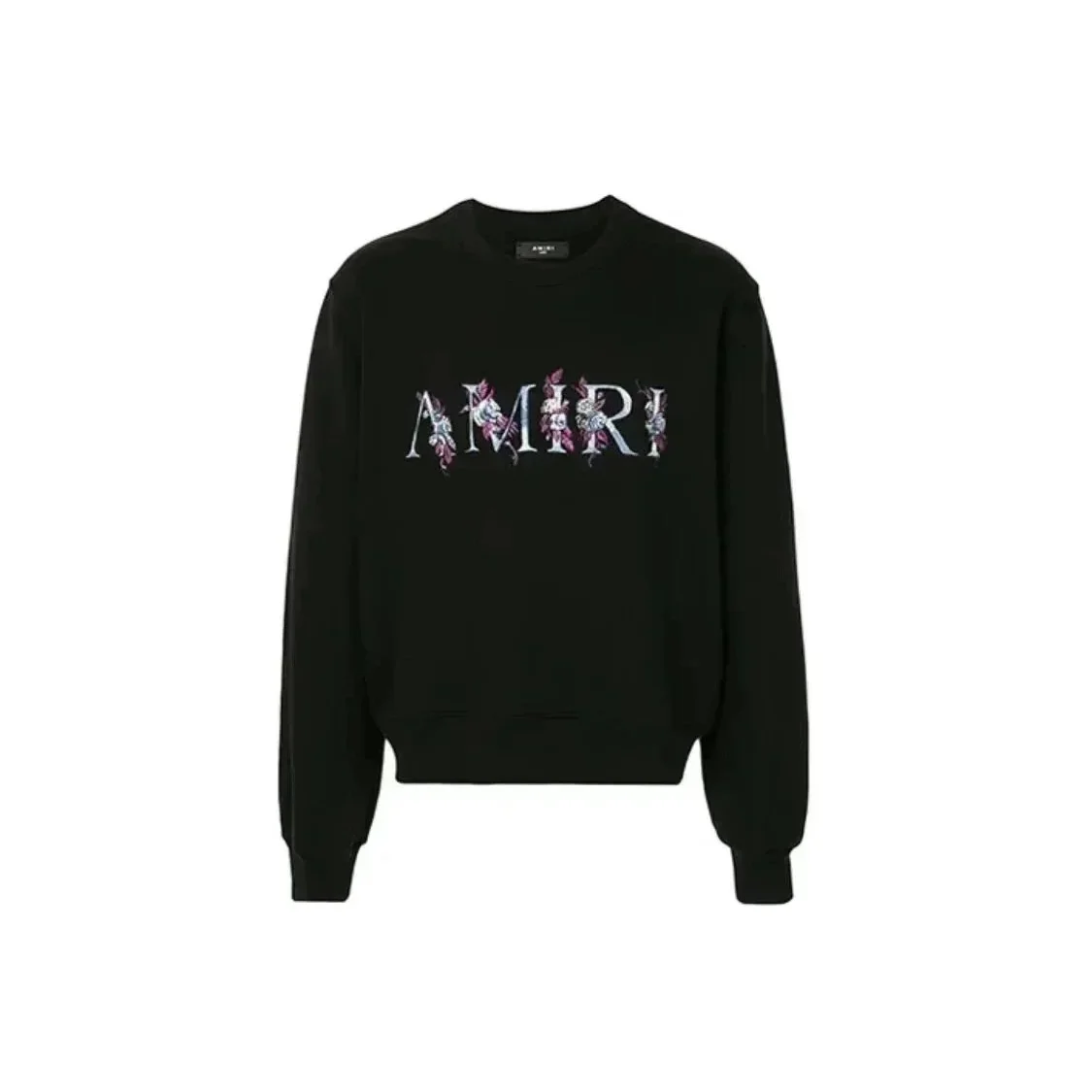 Amiri Amiri Black Floral Embroidered Crewneck Sweatshirt Black - 1