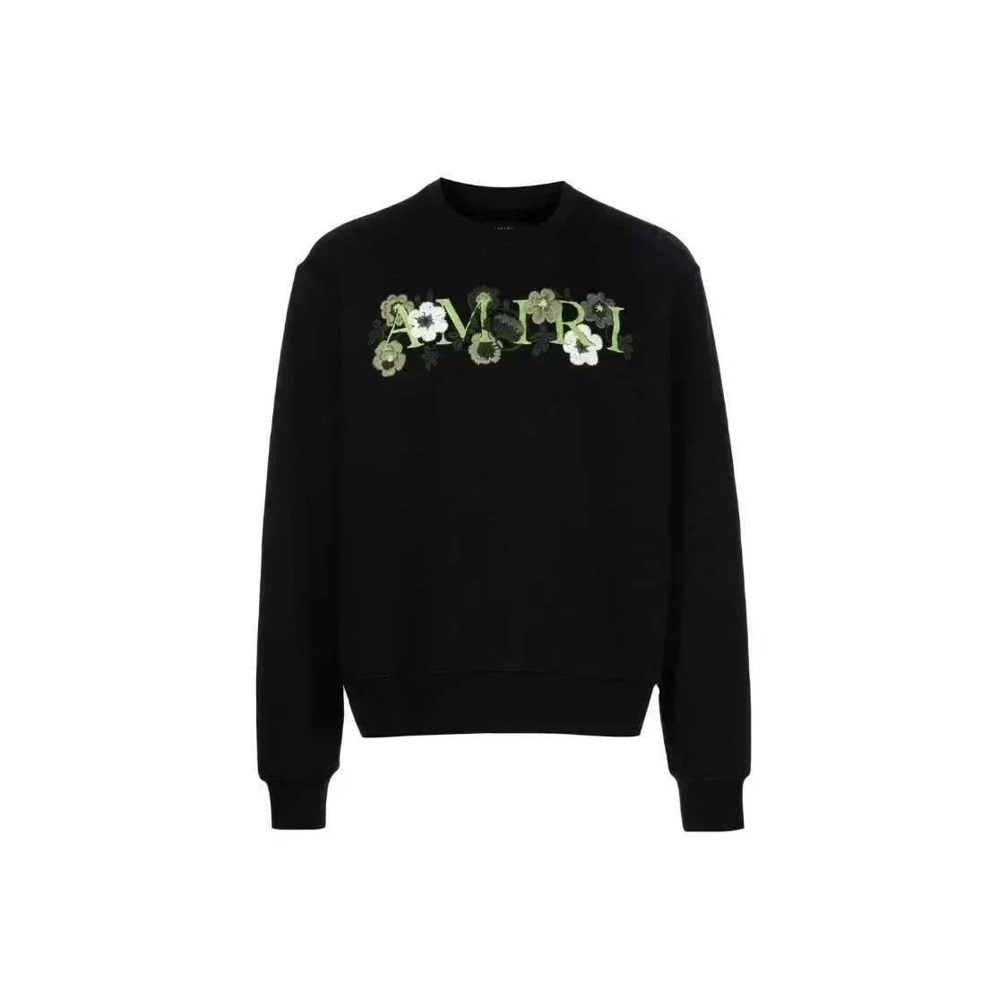 Amiri Amiri Black Floral Embroidered Crewneck Sweatshirt Black - 1