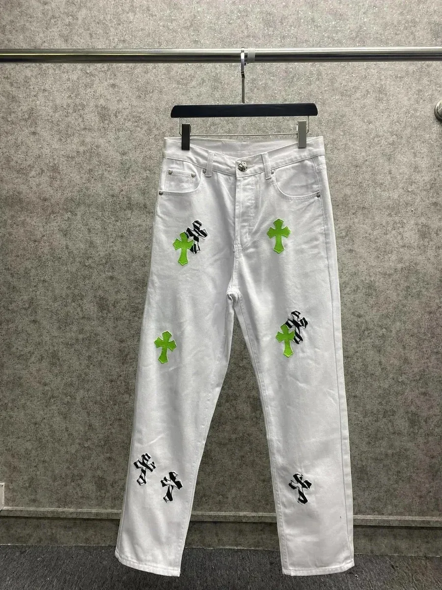 Chrome Hearts Chrome Hearts White Cross Embroidered Jeans White - 1
