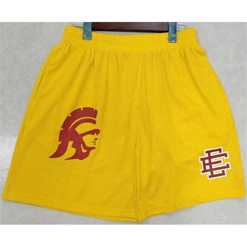 Other Yellow Mesh Basketball Shorts with Spiked Helmet Logo Yellow - 1