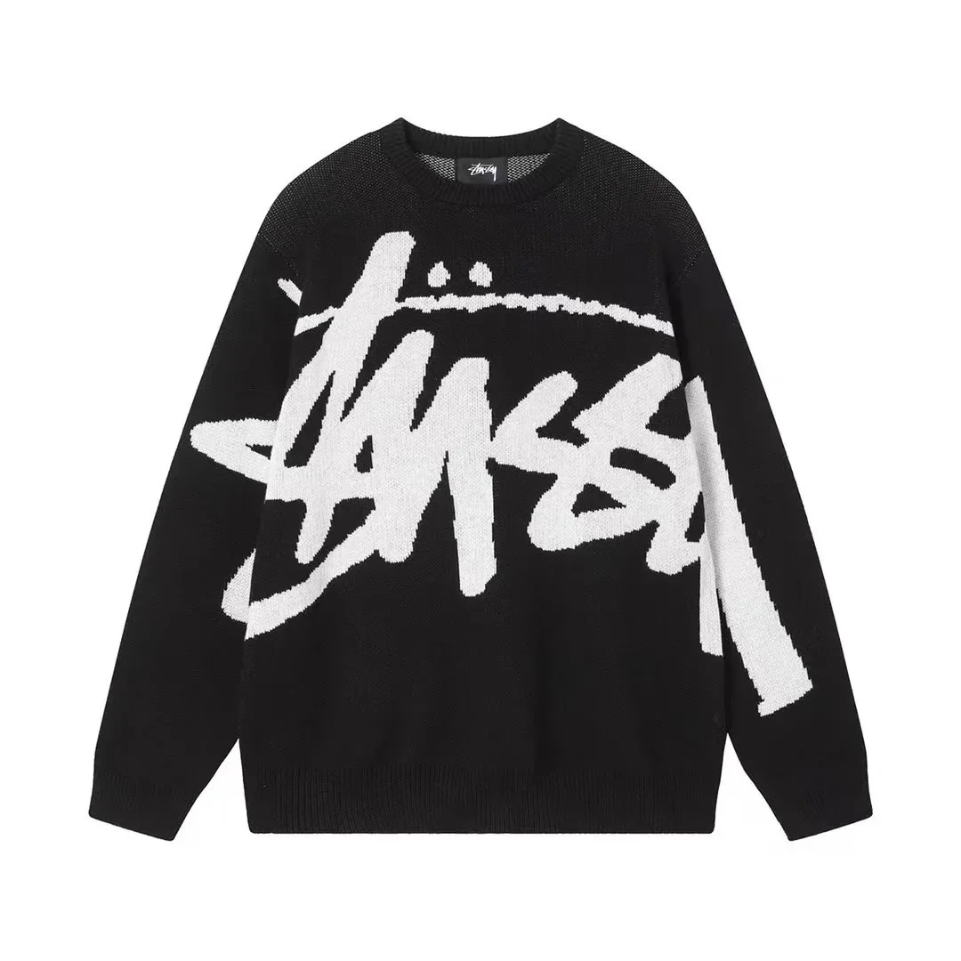 Stussy Stussy Black & White Logo Knit Sweater Black - 1