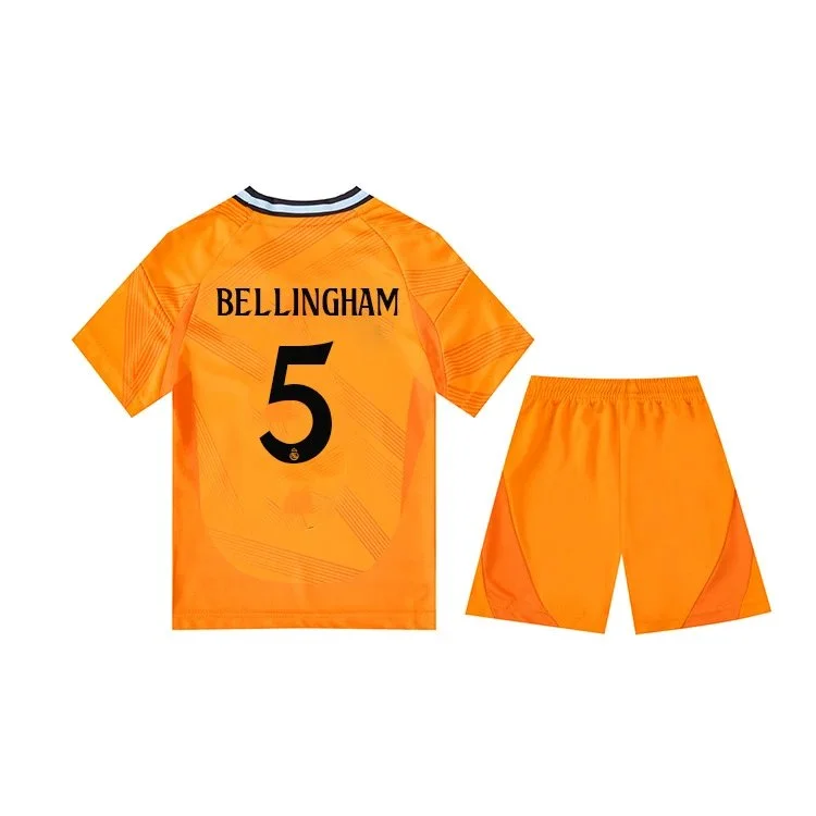 Real Madrid Orange Bellingham 5 Kids Soccer Jersey & Shorts Set Orange - 1