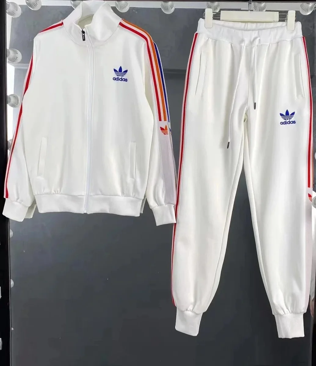 Adidas Adidas Classic White Track Suit with Color Stripes White - 1