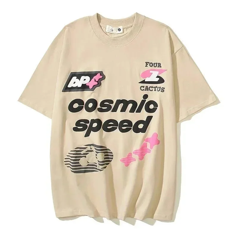 Other Unisex Beige 'Cosmic Speed' Graphic T-Shirt Beige - 1