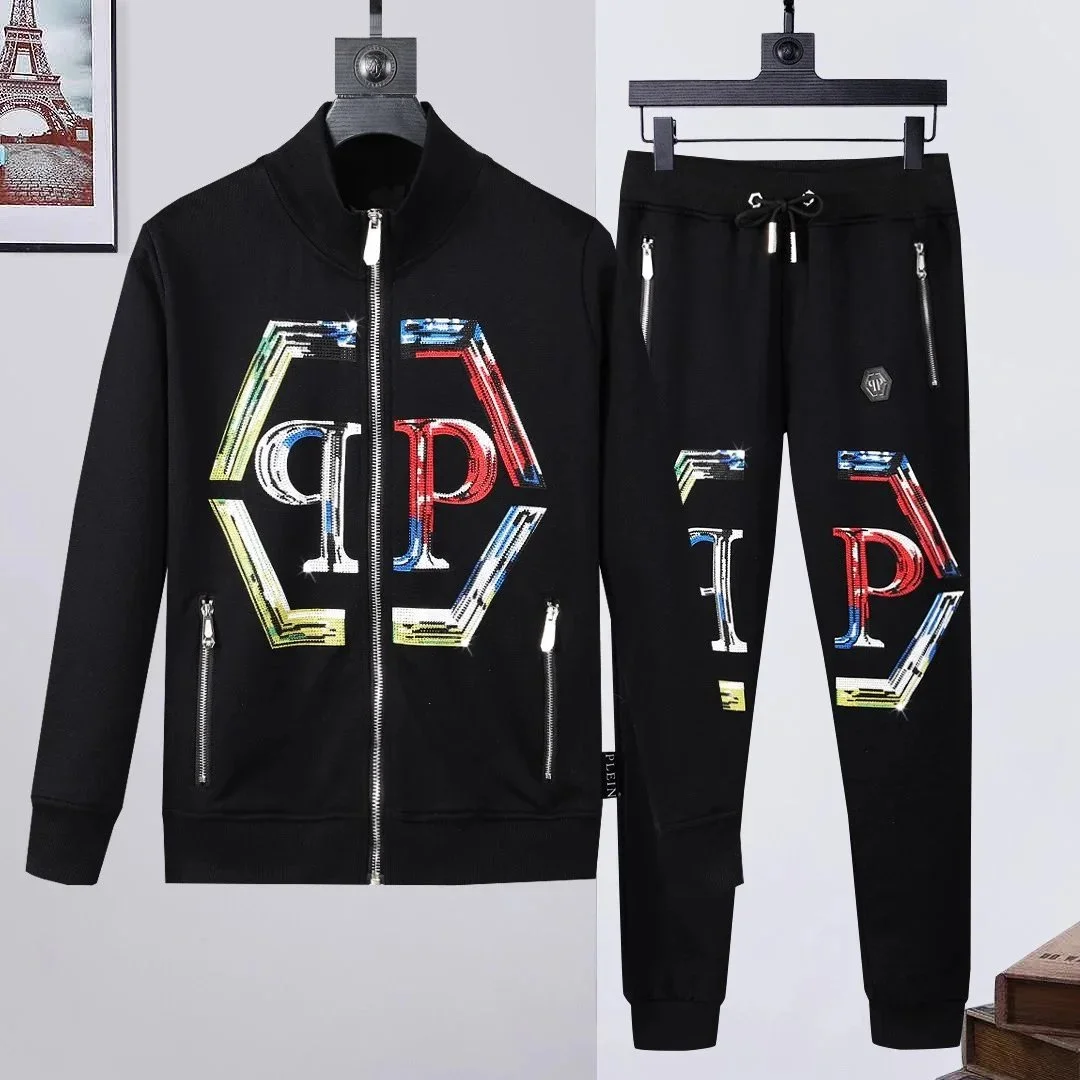 Philipp Plein Philipp Plein Black Logo Print Tracksuit Set Black - 1