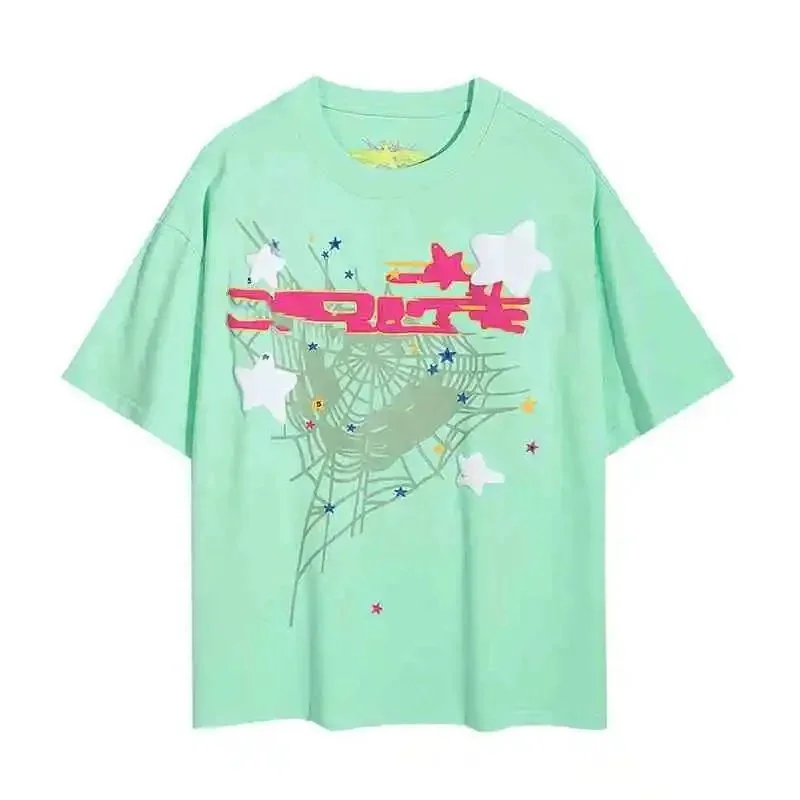 Essentials Light Green Printed T-Shirt with Star & Web Design Green - 1