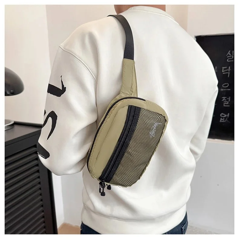 Other Unisex Mesh Chest Bag Olive Multicolor - 1
