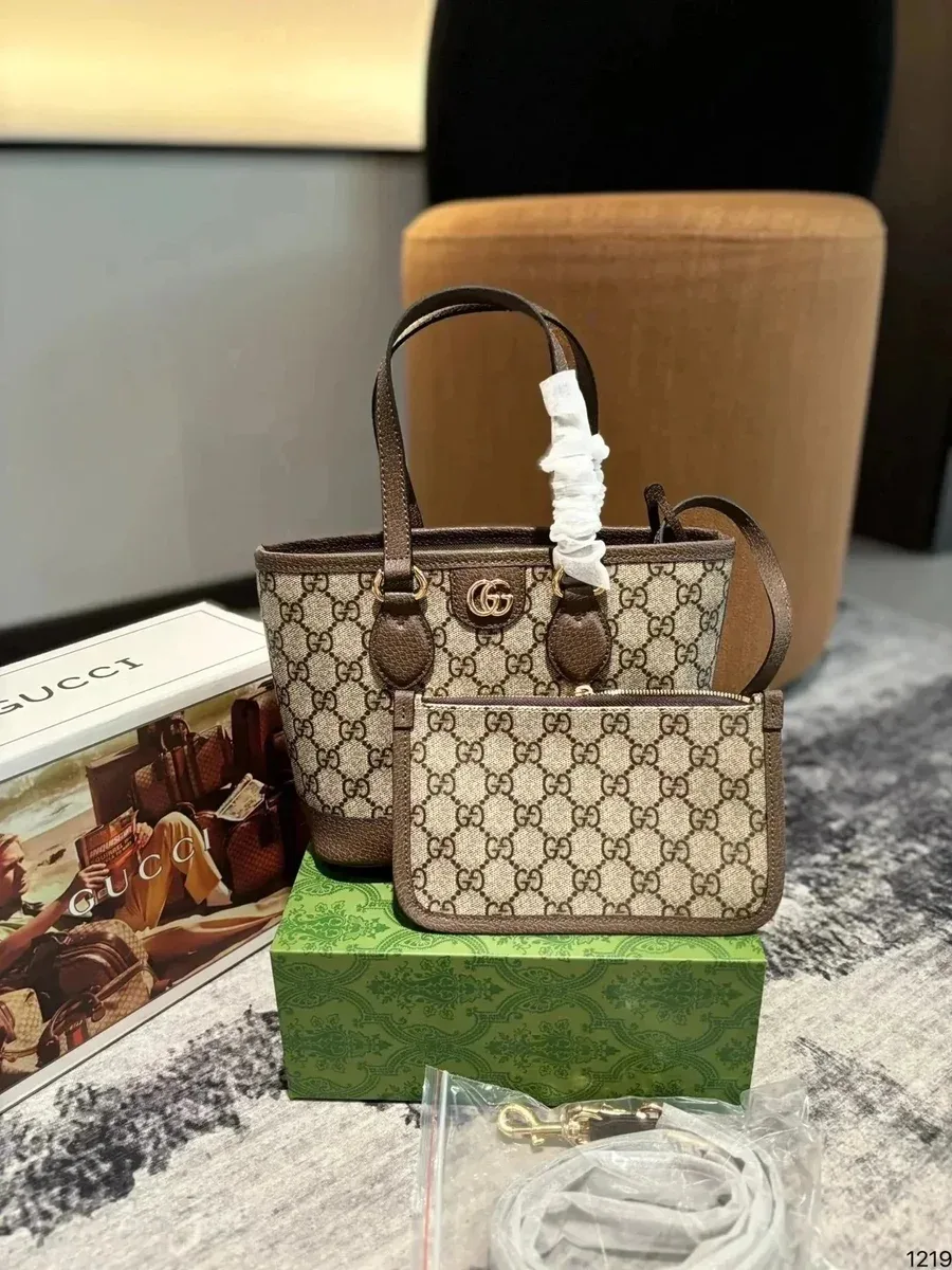 Gucci Gucci GG Marmont Beige & Brown Tote Bag Set Beige - 1