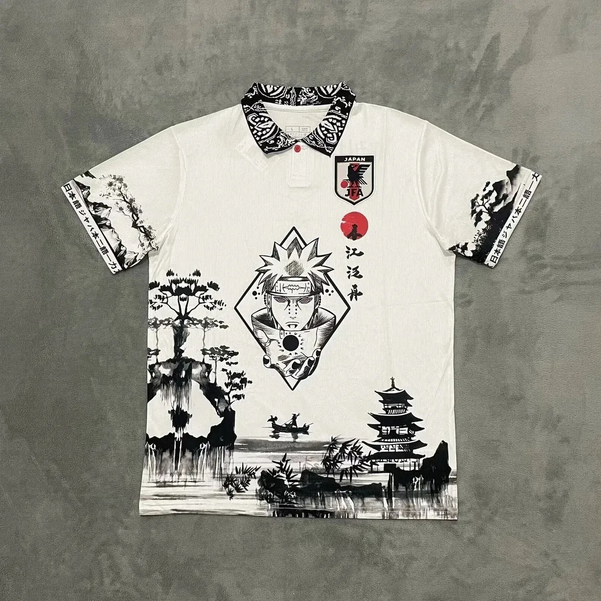 Other Unisex White Naruto Print Polo Shirt White - 1