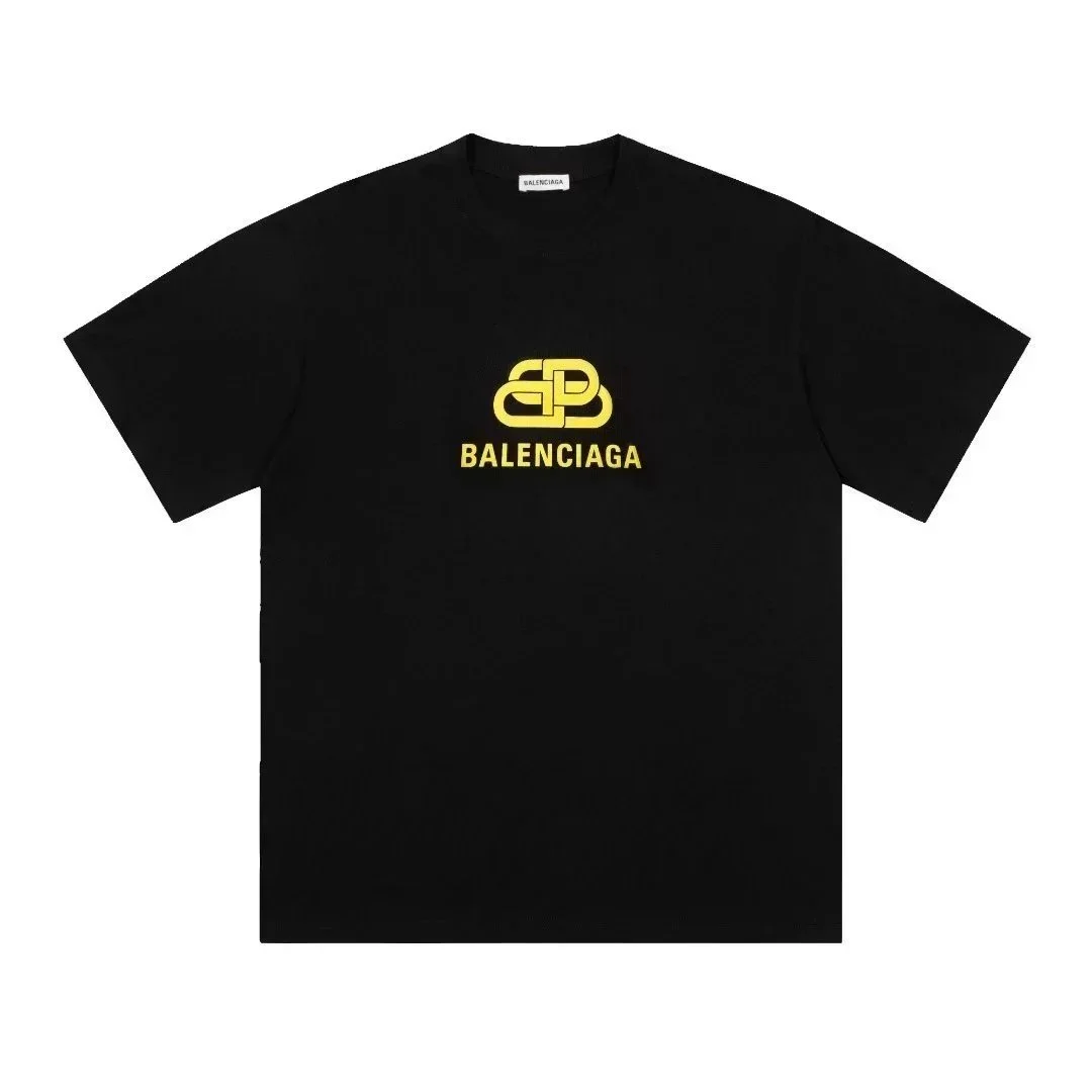 Balenciaga Balenciaga Black Yellow BB Logo T-Shirt Black - 1