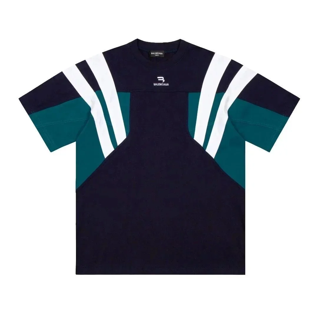 Balenciaga Balenciaga Navy & Teal Colorblock T-Shirt Navy - 1