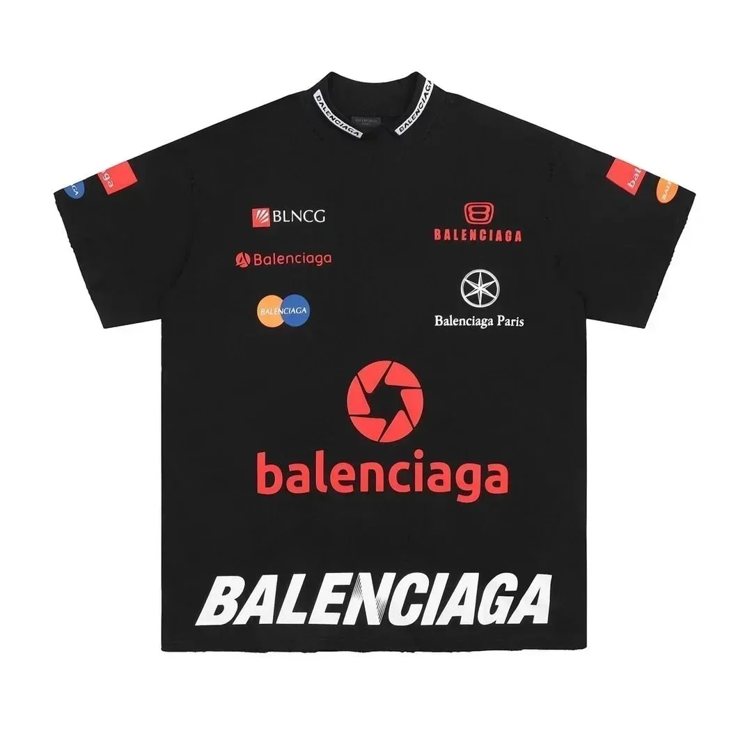 Balenciaga Balenciaga Black Red Logo T-Shirt Black - 1