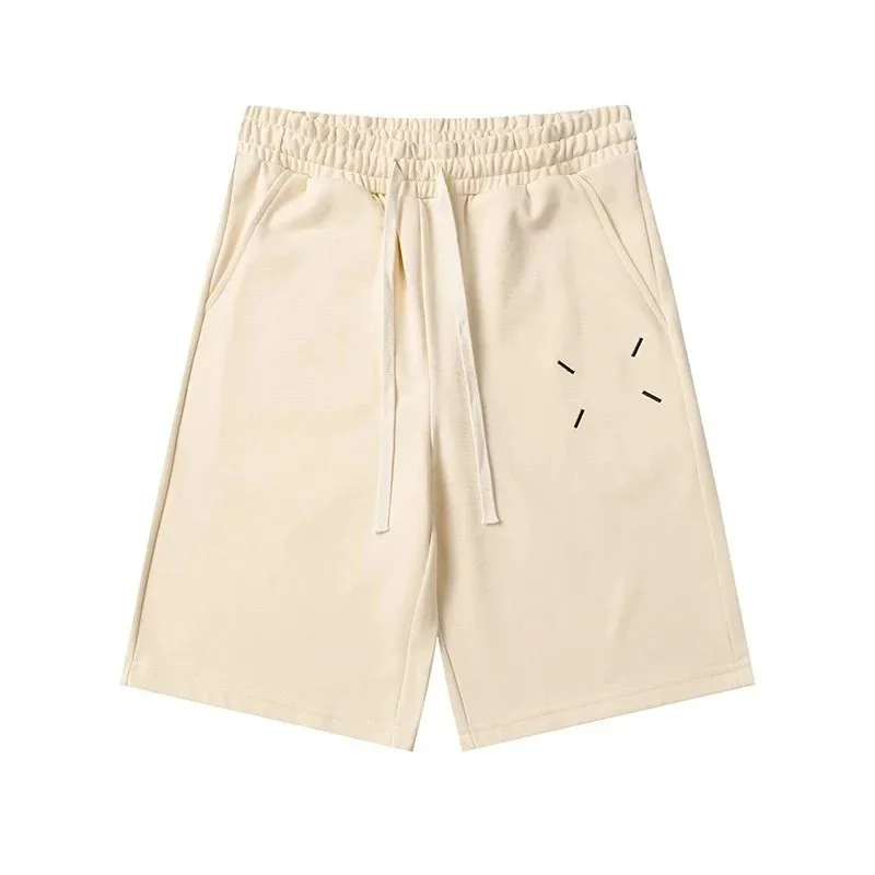 Essentials Beige Drawstring Shorts with Minimalist Embroidery Beige - 1