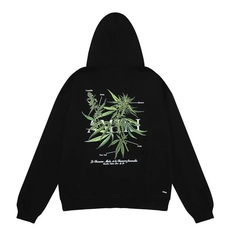 Amiri Amiri Black Cannabis Print Hoodie Black - 1