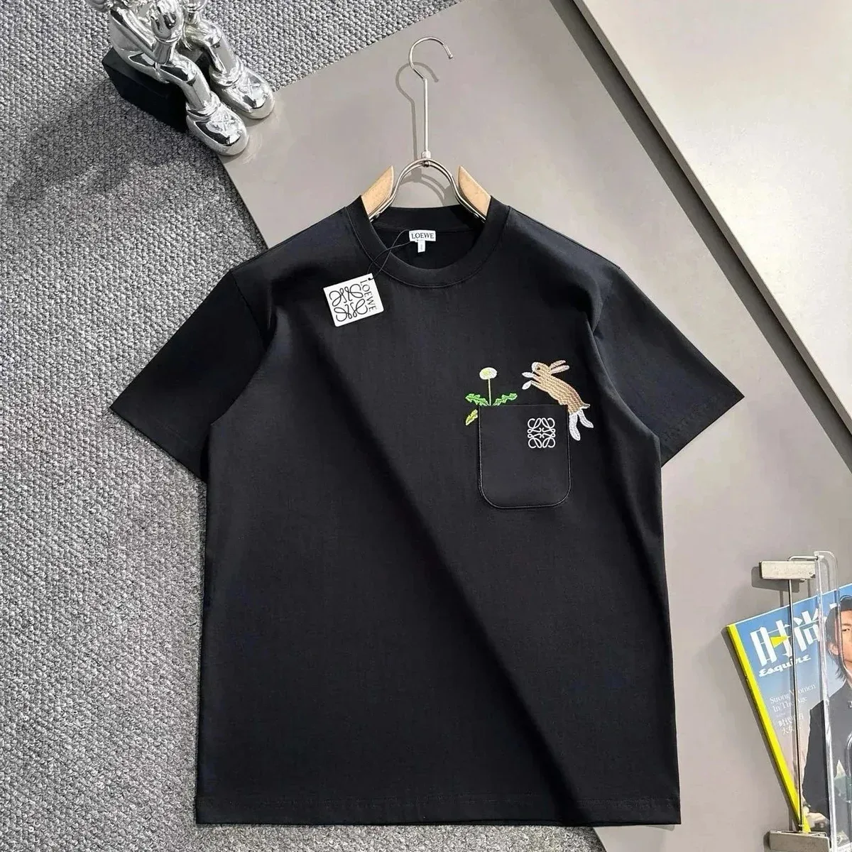Loewe Loewe Black Rabbit Embroidery Pocket T-Shirt Black - 1