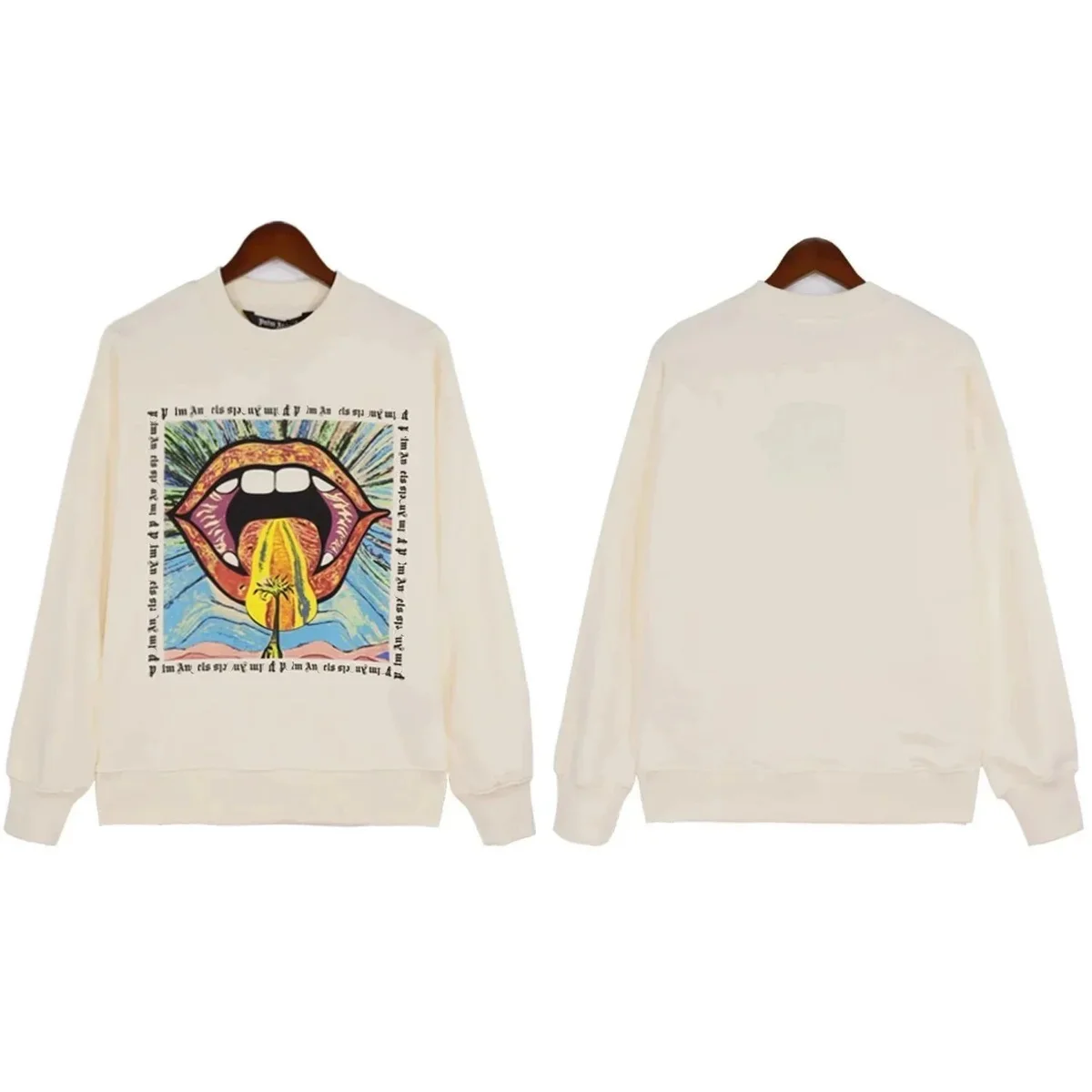 Palm Angels Unisex Cream Graphic Print Sweatshirt Cream - 1