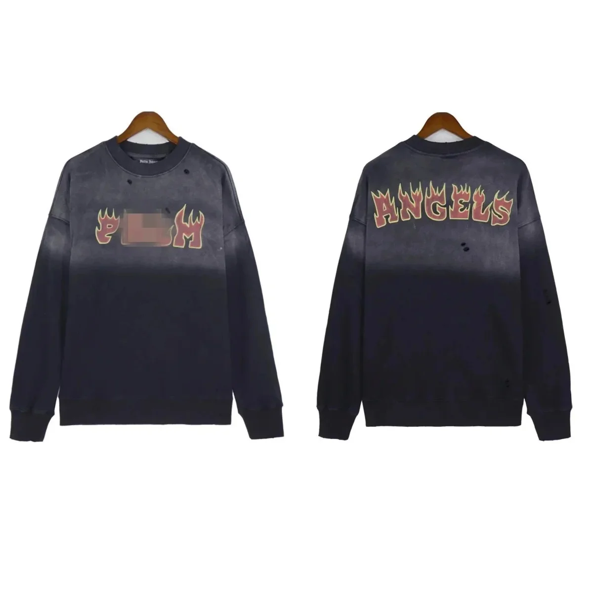 Palm Angels Palm Angels Angels Flame Print Crewneck Sweatshirt Navy - 1