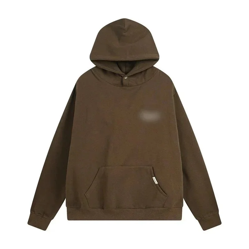 Other Unisex Solid Brown Hoodie Sweatshirt Brown - 1