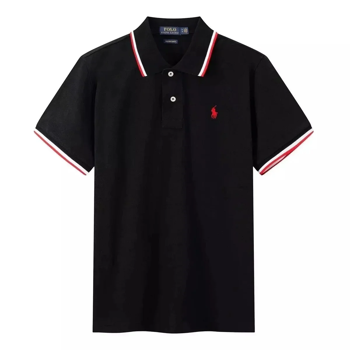 Polo Ralph Lauren Polo Ralph Lauren Black Polo Shirt with Red & White Trim Black - 1