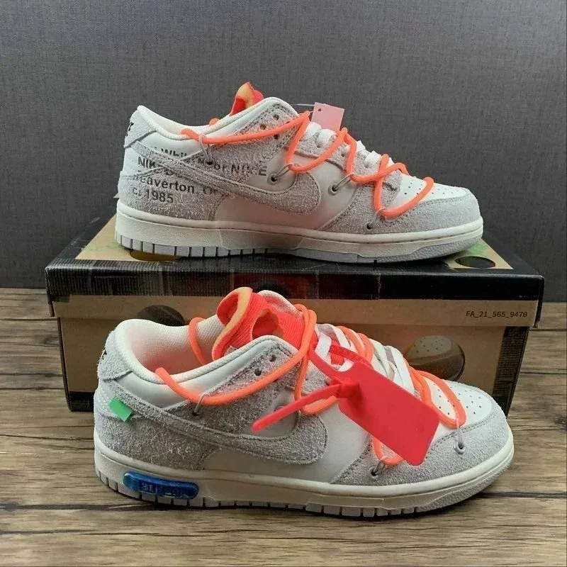 Nike Nike Dunk Low Off-White 'The 10' Triple White Orange Laces Sneakers White - 1