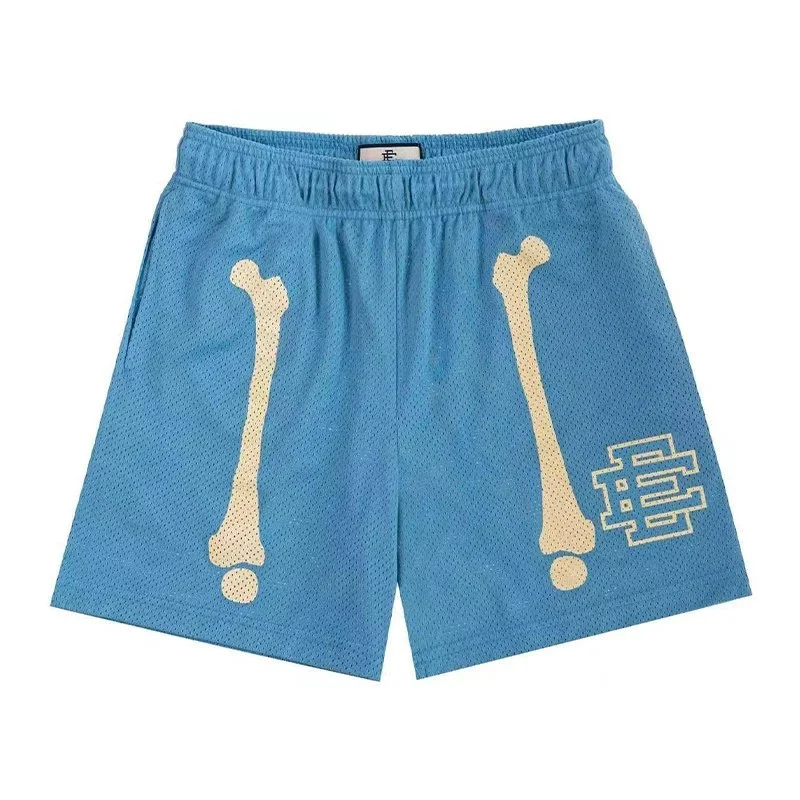 Essentials Blue Bone Print Mesh Shorts Blue - 1