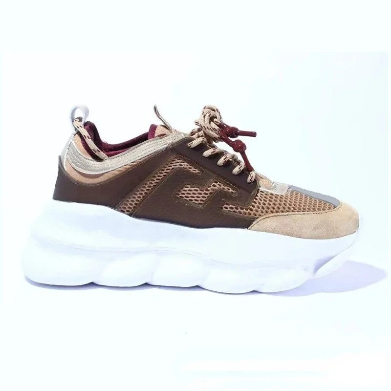 Versace Chunky Sneakers Beige/Brown Platform Shoes Brown - 1