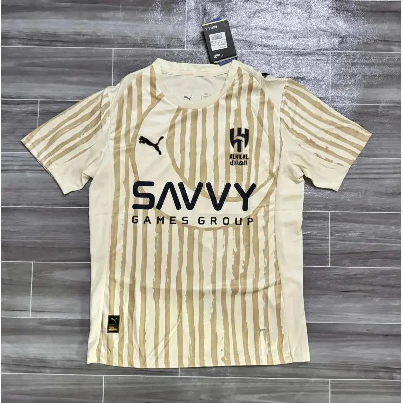 Puma Al Hilal Jersey Beige Striped Soccer Shirt