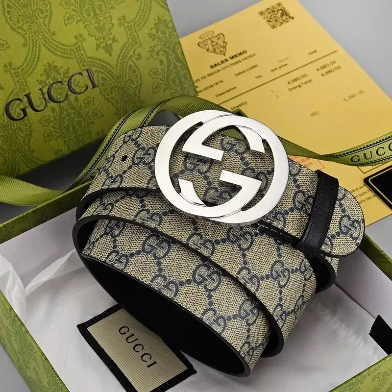 Gucci Gucci GG Monogram Belt Beige Beige - 1