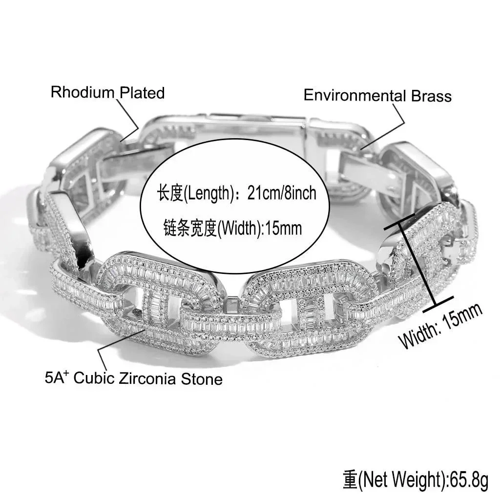 Iced Out Chain Bracelet - Rhodium Plated