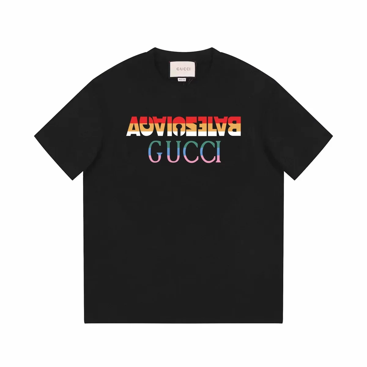 Gucci Gucci Rainbow Logo T-Shirt Black Black - 1