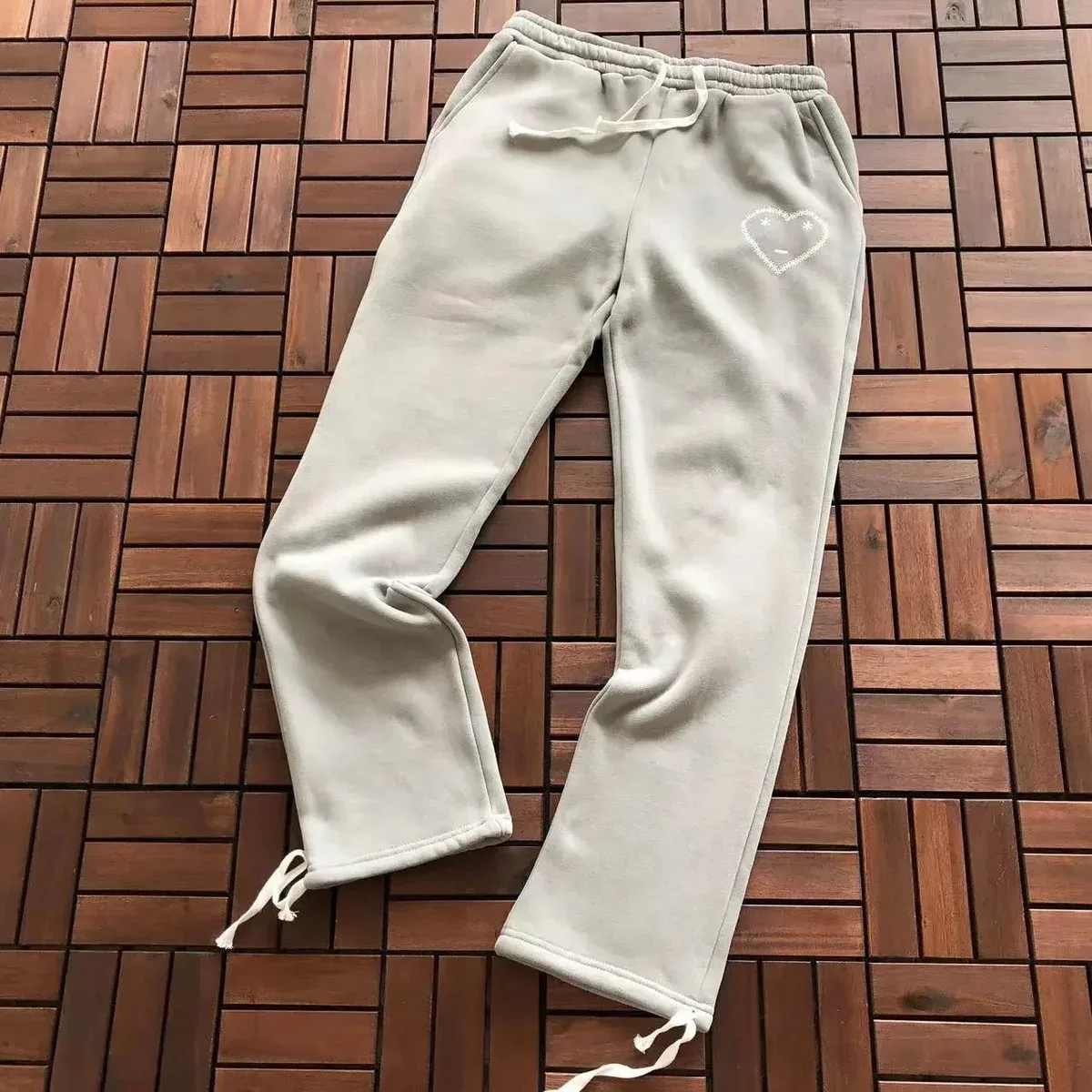 Essentials Light Grey Heart Print Sweatpants Grey - 1