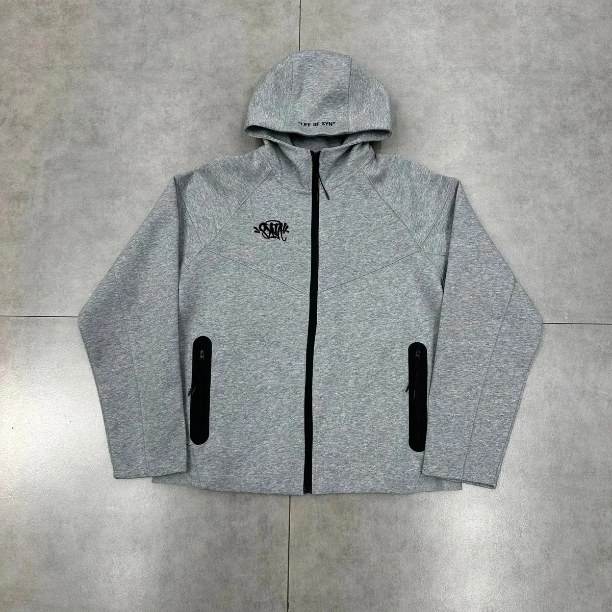 Other Unisex Grey Tech Fleece Hoodie with Black Accents Grey - 1