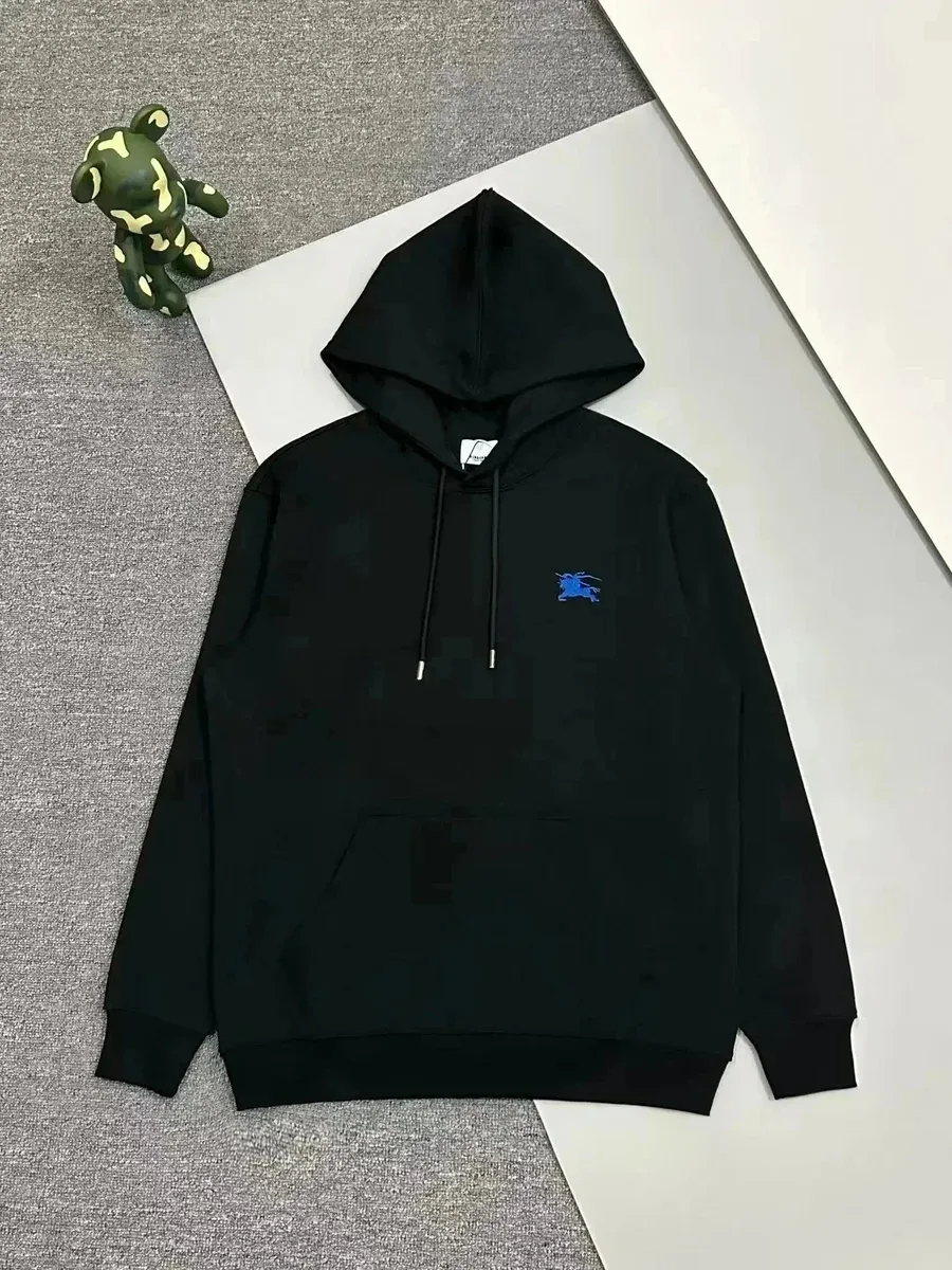 Burberry Burberry Vintage Check Black Hoodie with Blue Pony Logo Black - 1