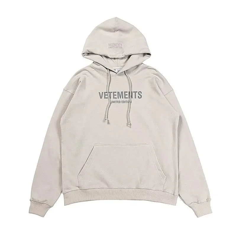 Vetements Vetements Beige Oversized Hoodie with Front Pocket Beige - 1