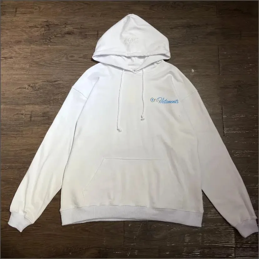 Vetements White Oversized Hoodie with Vetements Logo White - 1